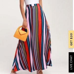 Lulu’s multicolored maxi skirt (size m).